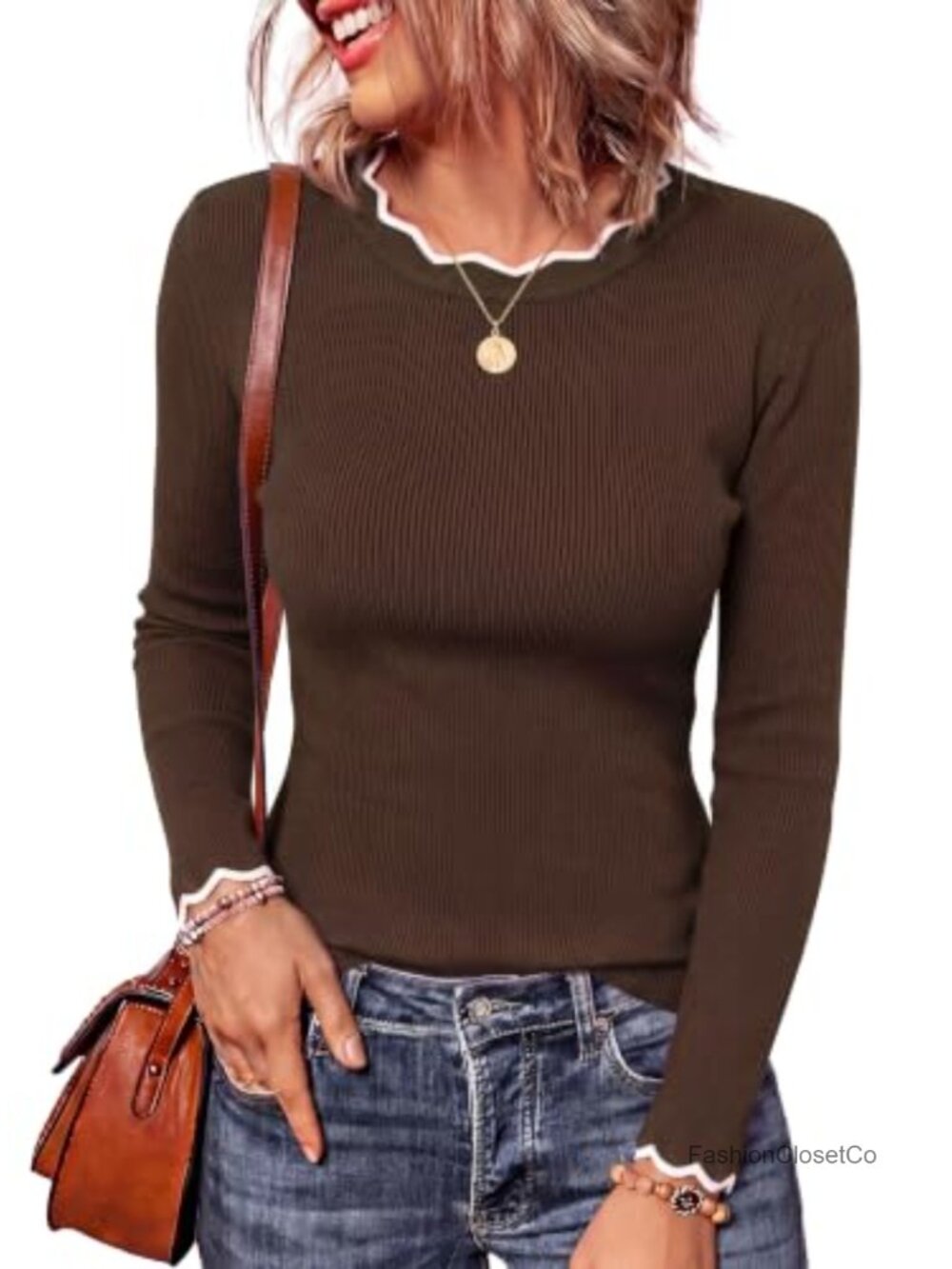 PRETTYGARDEN Long Sleeve Ribbed Knit Pullover Sweater for Women